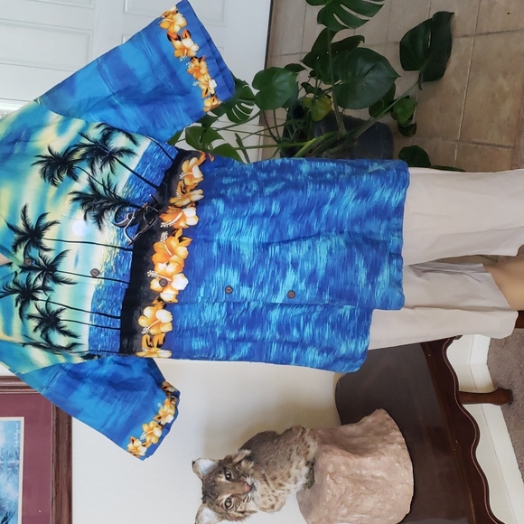 Hawaiin Togs xl unisex Beach scape print button down half sleeve - Picture 3 of 9